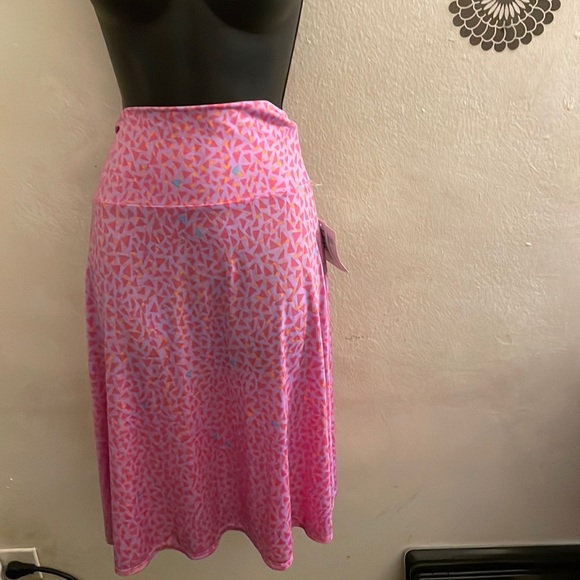 Jupe LuLaRoe Lola Taille 2XS Neuve Avec étiquettes – Motif Tribal Turquoise, Rose, Bleu, Longueur Midi